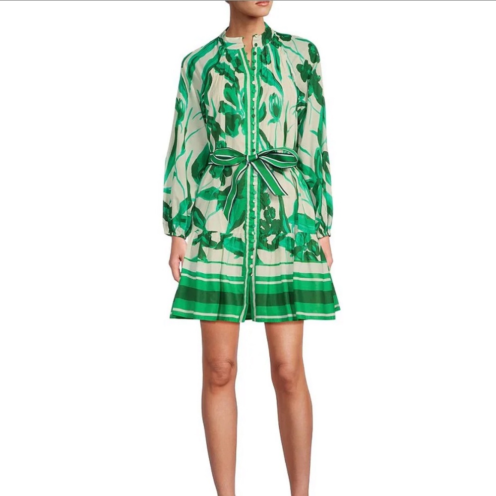 Antonio Melani Brynn Printed Voile Mock Neck Long Sleeve Shirt Dress